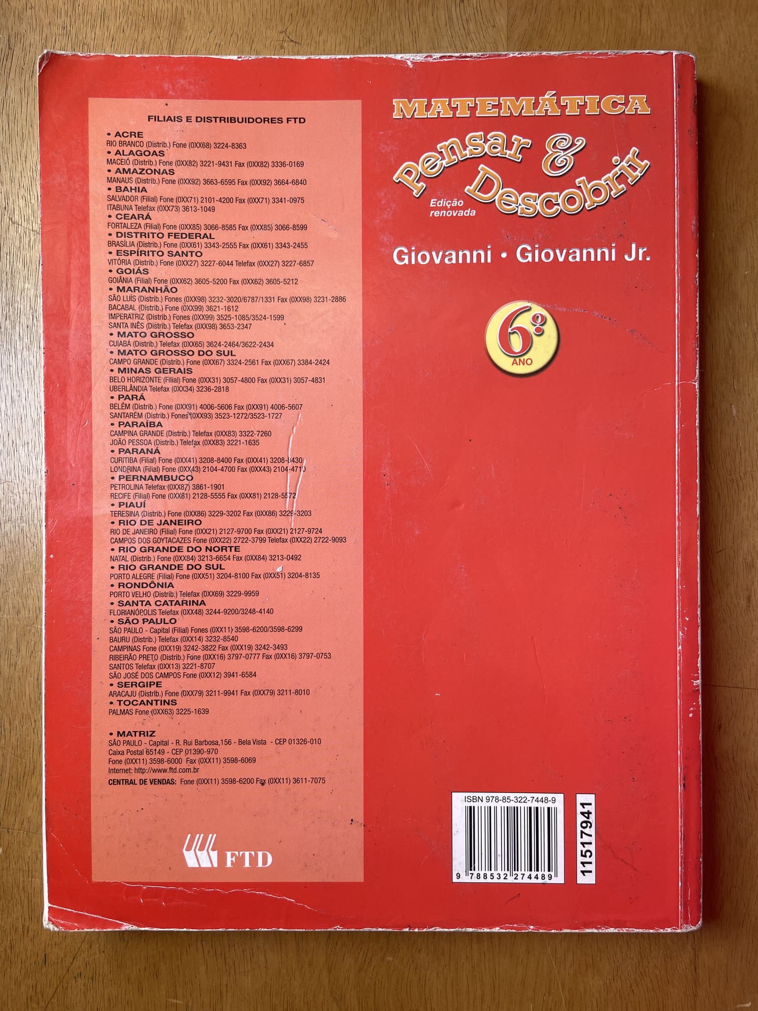 Matemática - Pensar e Descobrir - 6o Ano - Giovanni / Giovanni Jr